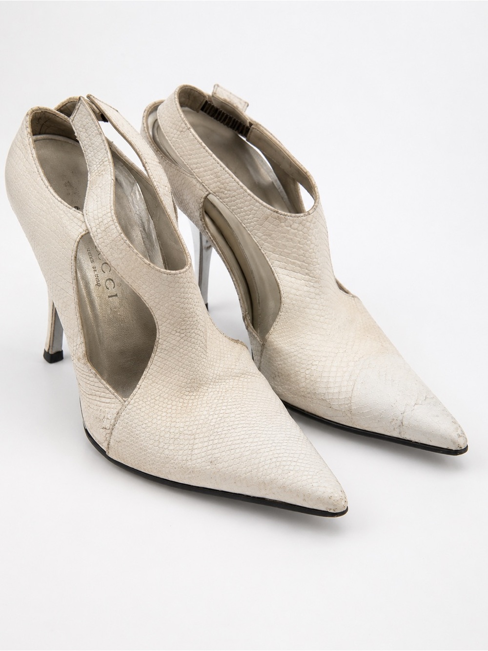 Vintage Gucci Tom Ford Era Cutout Slingback Heels Kate Moss Style 8.5 As Is